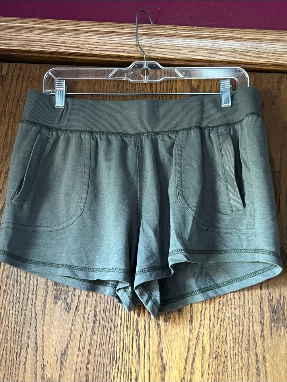 Women’s Olive Green Relaxed Knit Shorts